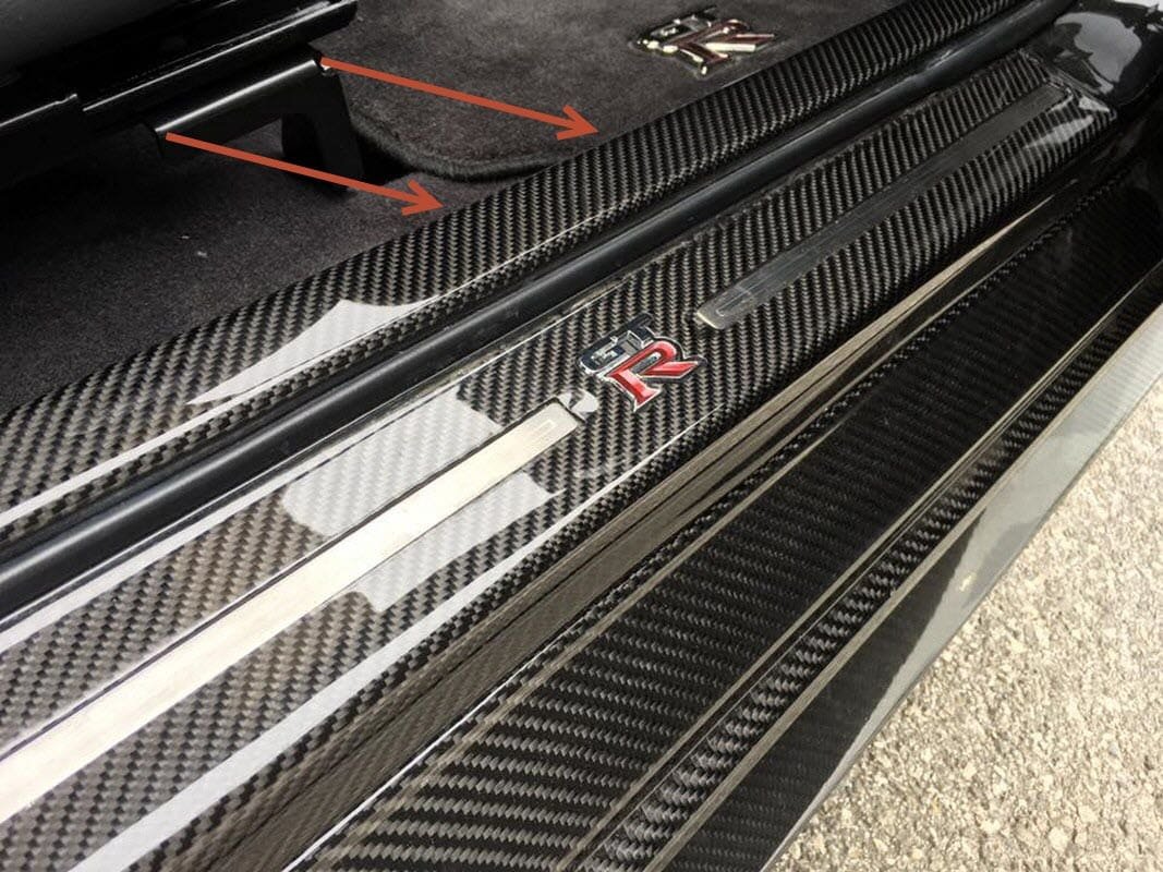 GT-RR Carbon Fiber Lower Inner Door Trim (J-Shaped Piece) (2pc set) for 2009-19 Nissan GT-R [R35]