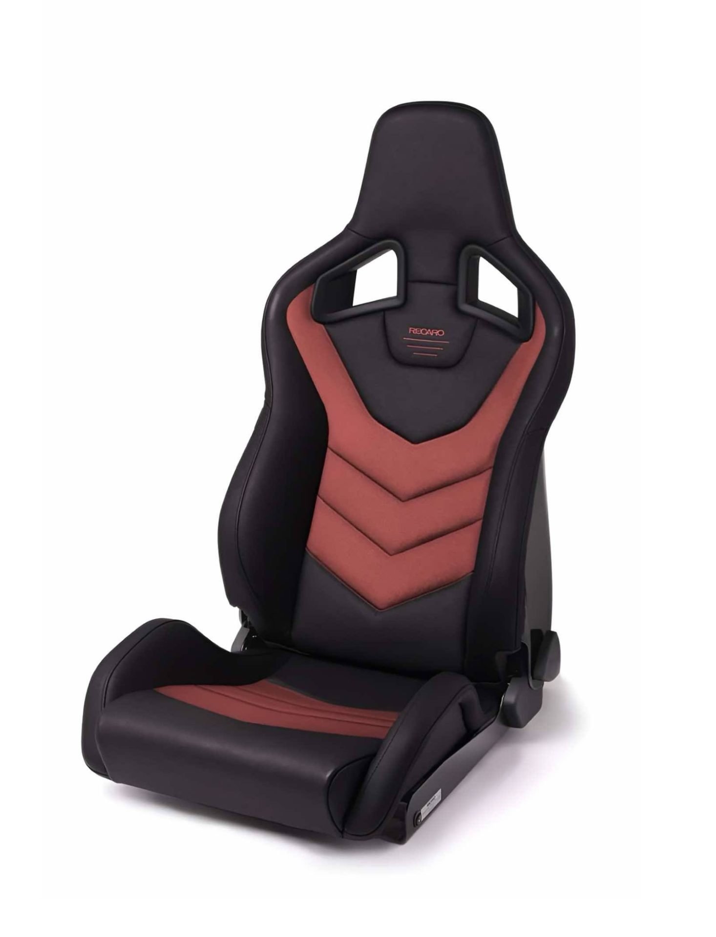 RECARO Dynamic Series Sportster GT Passenger Seat with Sub-Hole in Black Vinyl / Red Suede [410.2SH.3164]