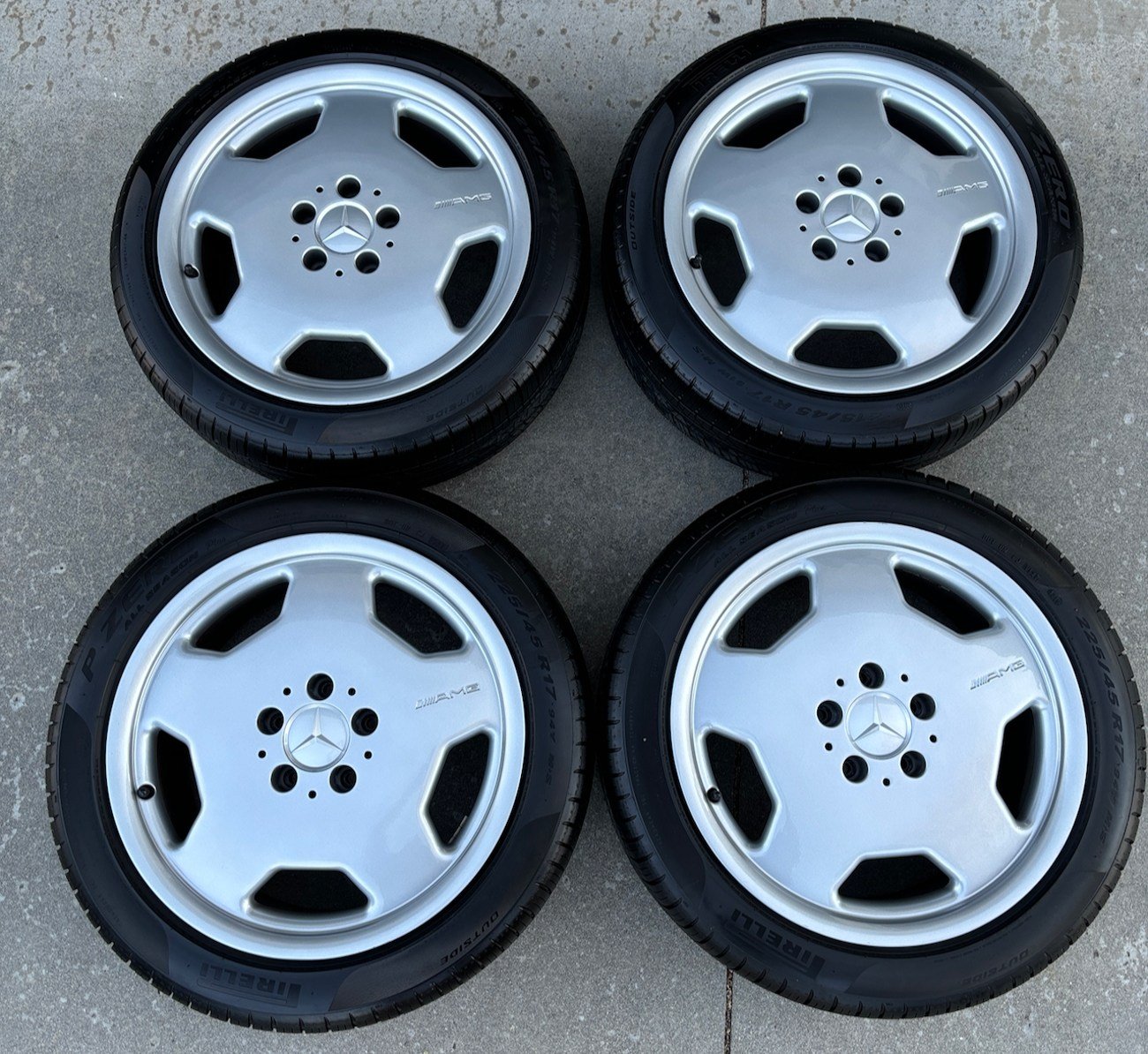 17″ AMG Aero II Monoblock Wheels with Pirelli Tires – Genuine Mercedes-Benz Parts
