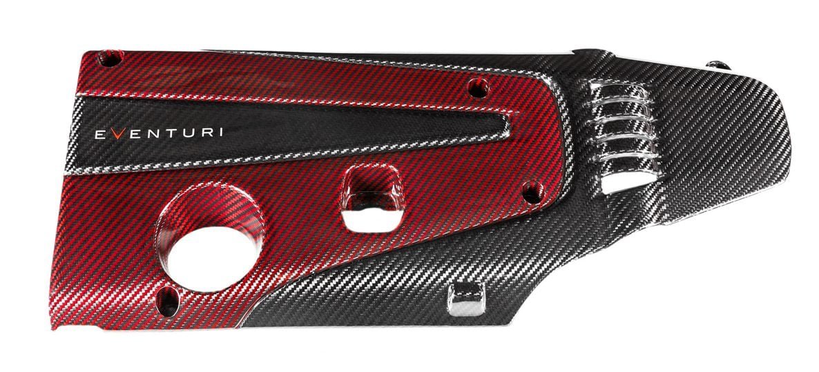Eventuri Carbon & Red Kevlar Engine Cover for FK2 / FK8 / FL5 Honda Civic Type R [EVE-FK8FK2-ENG]