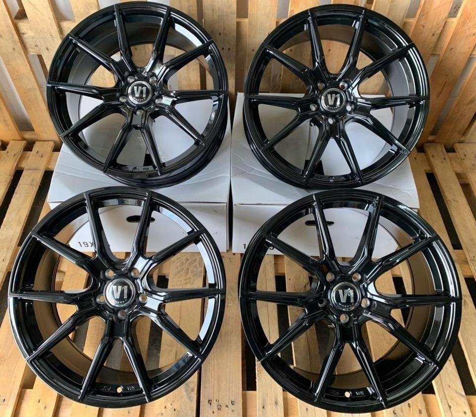 19 Zoll Schwarz für ⭐ V1 Wheels ⭐ V1 Felgen Alufelgen 5×112 ET35 Seat Exeo Tarraco Skoda Kodiaq RS Superb 3U 3T Yeti BMW X1 F48 X2 Performance Mini Countryman F60 Ssangyong…