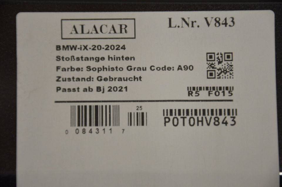 BMW IX Stoßstange Stoßfänger Bumper hinten 873051 V843
