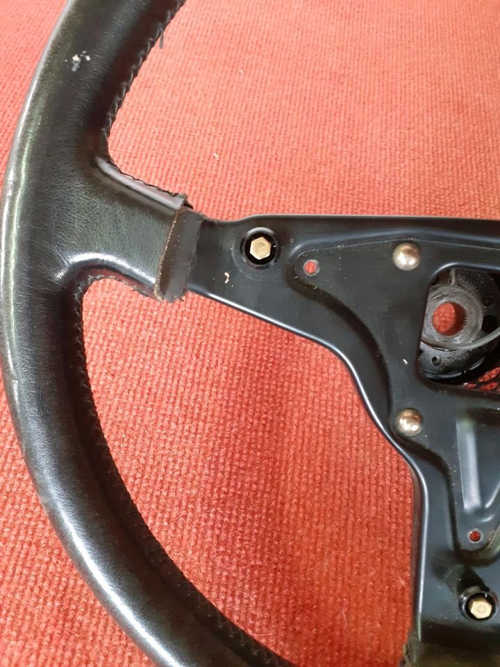 Porsche 924 944 Drei Speichen Lenkrad, Leder, original, 38 cm