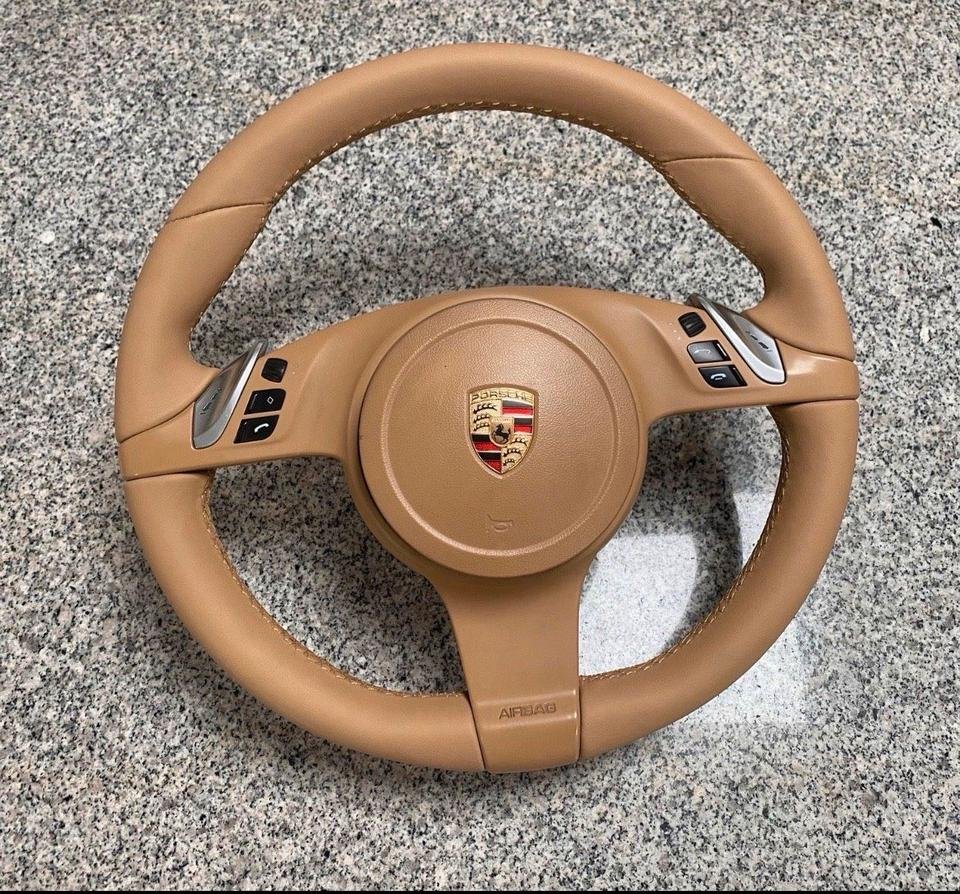 Porsche Cayenne Leder Lenkrad beige mit Airbag Original Neu