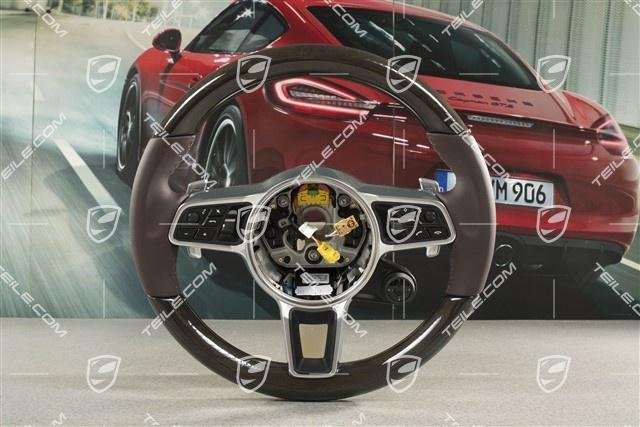 Porsche Panamera G2/971 Lenkrad, Holz Paldao, Marsala Red