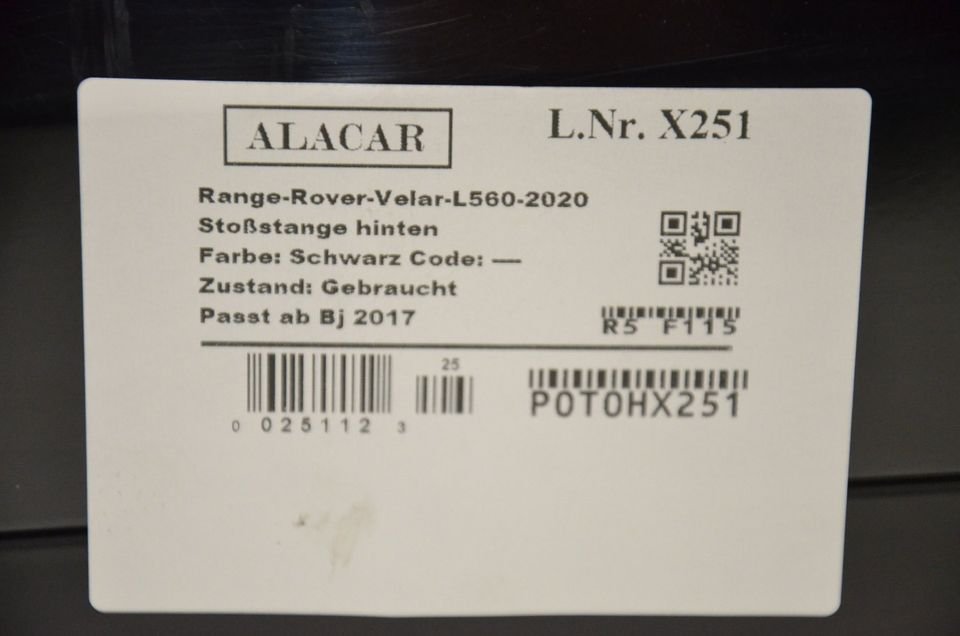 Range Rover Velar L560 Stoßstange hinten Stoßfänger Bumper X251