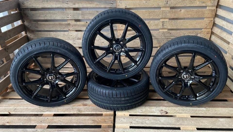 ⭐ V1 Wheels ⭐ 245 45 19 Zoll Schwarz Allwetterreifen Alufelgen 5/112 5×112 für Ssangyong Korando BMW iX1 X1 U11 PHEV Mercedes GLA GLB W245 W247 AMG 35 E Klasse All Terrain EQA…