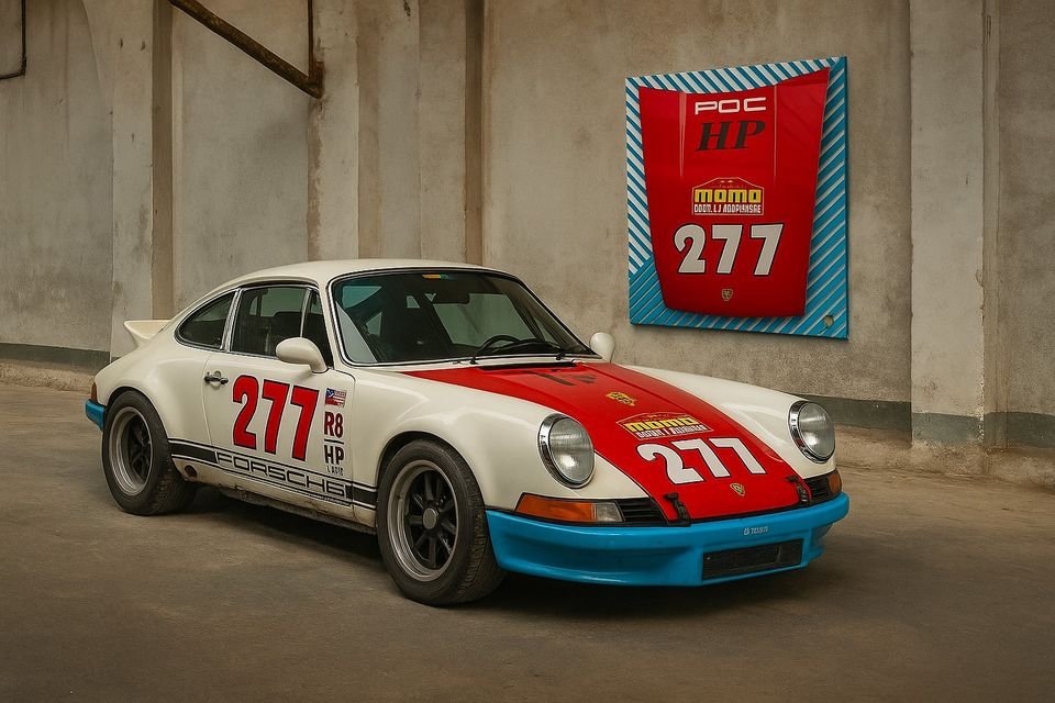 Wandbild aus Porsche 964er Fronthaube
