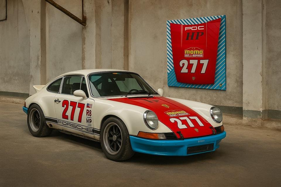 Wandbild aus Porsche 964er Fronthaube