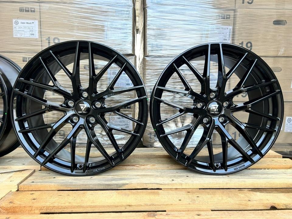 19 Zoll 7- Wheels 5×112 Schwarz Glanz Alufelgen 5/112 Felgen für Audi A4 B6 B7 8H 8E 8K B8 B9 F4 A5 B8 B9 F5 A6 RS6 4B 4G C7 C8 A7 4G F2 A8 S8 4E 4H F8 Q3 RS Q3 8U F3 Q5 8R FY S…
