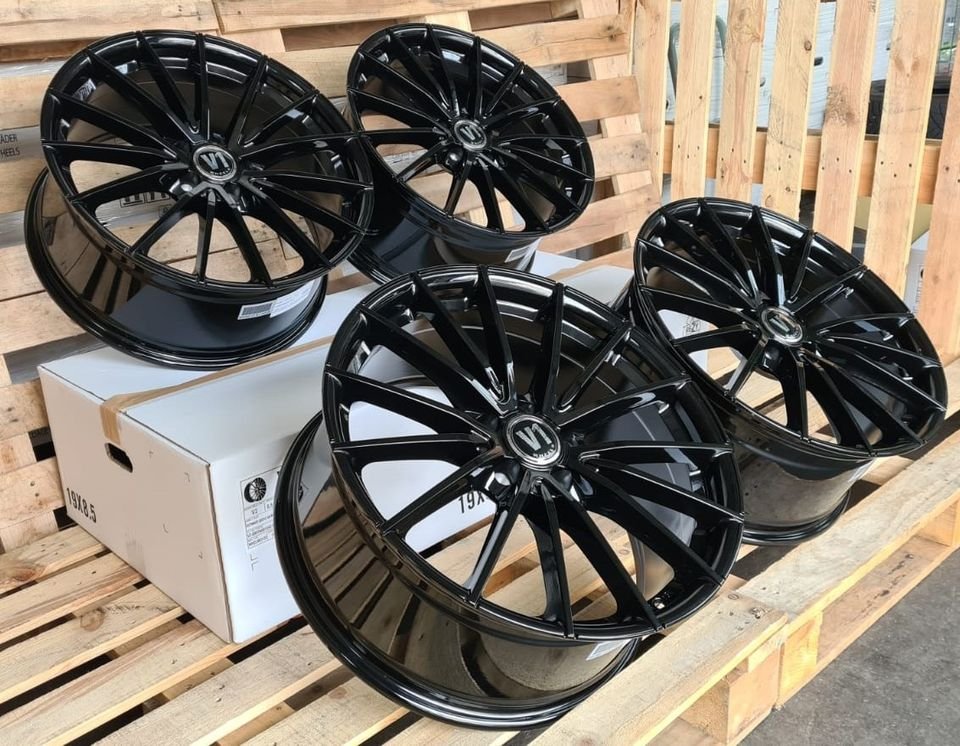 ⭐ 19 Zoll V1 Wheels Alufelgen Schwarz 5x112 für Audi A3 8V 8P 8PA 8Y e-tron S3 RS3 A4 S4 B8 8K A6 S6 4F 4G C7 F2 C8 A8 4E Q2 Q3 Q4 TT 8J 8S S Line MG4 electric Seat Altea Toledo...