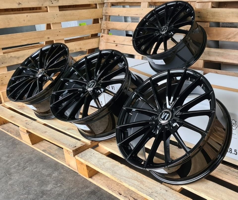 ⭐ 19 Zoll V1 Wheels Alufelgen Schwarz 5x112 für Audi A3 8V 8P 8PA 8Y e-tron S3 RS3 A4 S4 B8 8K A6 S6 4F 4G C7 F2 C8 A8 4E Q2 Q3 Q4 TT 8J 8S S Line MG4 electric Seat Altea Toledo...