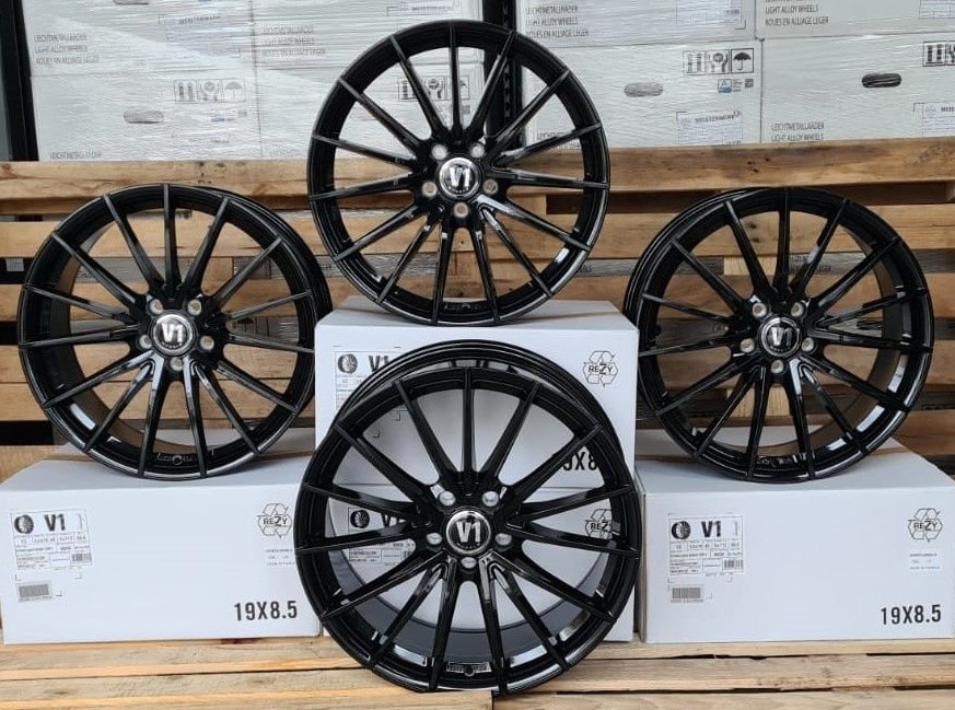 ⭐ 19 Zoll V1 Wheels Alufelgen Schwarz 5x112 für Audi A3 8V 8P 8PA 8Y e-tron S3 RS3 A4 S4 B8 8K A6 S6 4F 4G C7 F2 C8 A8 4E Q2 Q3 Q4 TT 8J 8S S Line MG4 electric Seat Altea Toledo...