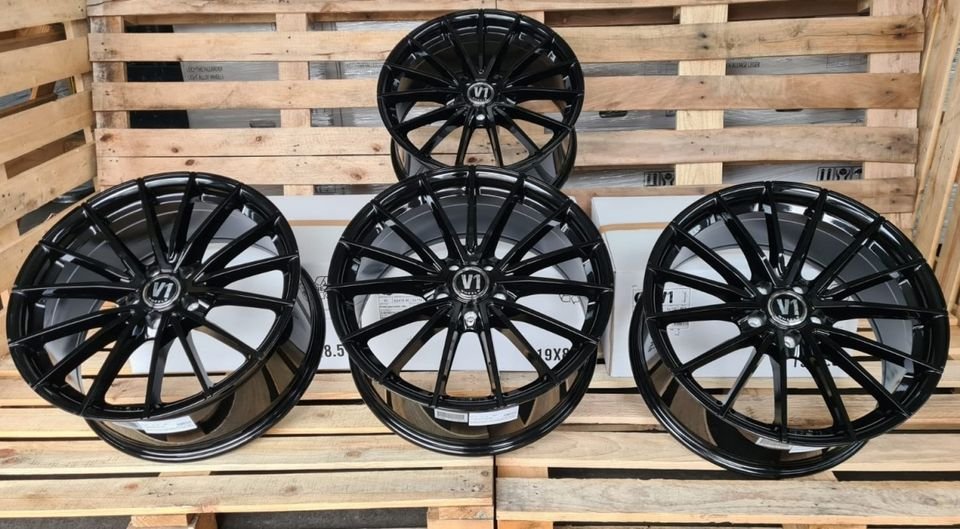 ⭐ 19 Zoll V1 Wheels Alufelgen Schwarz 5x112 für Audi A3 8V 8P 8PA 8Y e-tron S3 RS3 A4 S4 B8 8K A6 S6 4F 4G C7 F2 C8 A8 4E Q2 Q3 Q4 TT 8J 8S S Line MG4 electric Seat Altea Toledo...