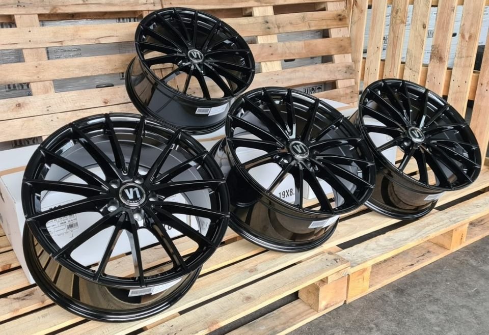 ⭐ 19 Zoll V1 Wheels Alufelgen Schwarz 5x112 für Audi A3 8V 8P 8PA 8Y e-tron S3 RS3 A4 S4 B8 8K A6 S6 4F 4G C7 F2 C8 A8 4E Q2 Q3 Q4 TT 8J 8S S Line MG4 electric Seat Altea Toledo...