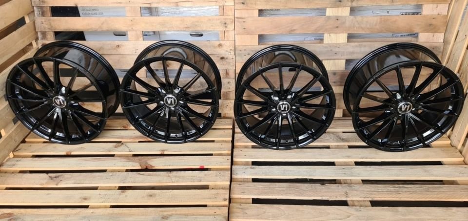 ⭐ 19 Zoll V1 Wheels Alufelgen Schwarz 5x112 für Audi A3 8V 8P 8PA 8Y e-tron S3 RS3 A4 S4 B8 8K A6 S6 4F 4G C7 F2 C8 A8 4E Q2 Q3 Q4 TT 8J 8S S Line MG4 electric Seat Altea Toledo...