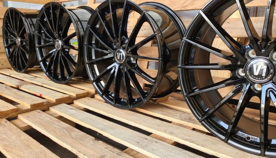 ⭐ 19 Zoll V1 Wheels Alufelgen Schwarz 5x112 für Audi A3 8V 8P 8PA 8Y e-tron S3 RS3 A4 S4 B8 8K A6 S6 4F 4G C7 F2 C8 A8 4E Q2 Q3 Q4 TT 8J 8S S Line MG4 electric Seat Altea Toledo...
