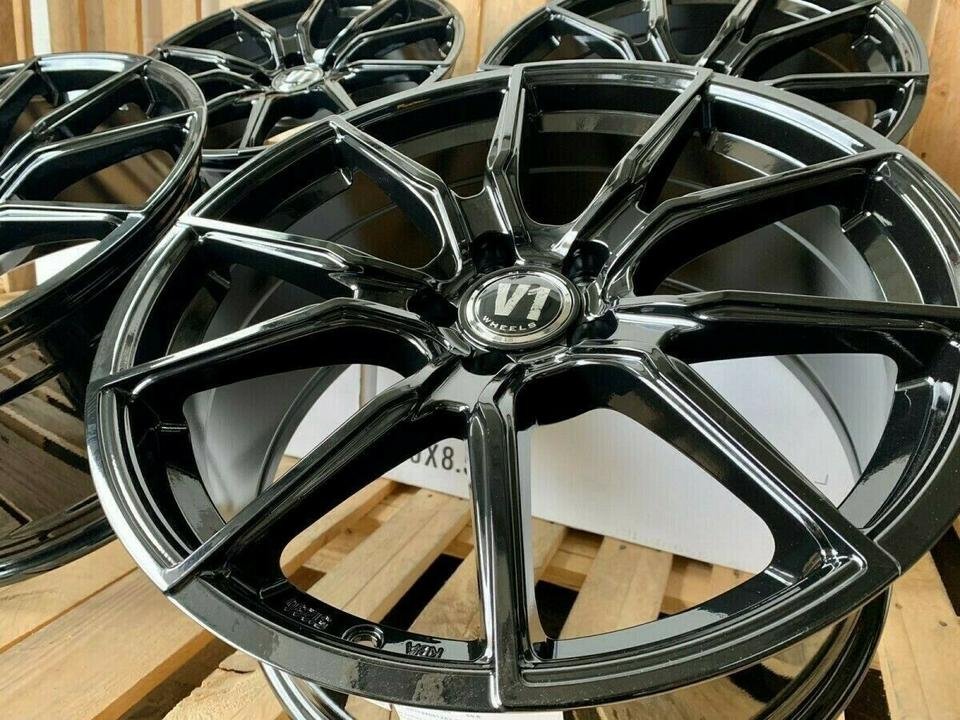 ⭐ 19 Zoll V1 Wheels Alufelgen Schwarz 5×112 für Audi A3 8V 8P 8PA 8Y e-tron S3 RS3 A4 S4 B8 8K A6 S6 4F 4G C7 F2 C8 A8 4E Q2 Q3 Q4 TT 8J 8S S Line MG4 electric Seat Altea Toledo…