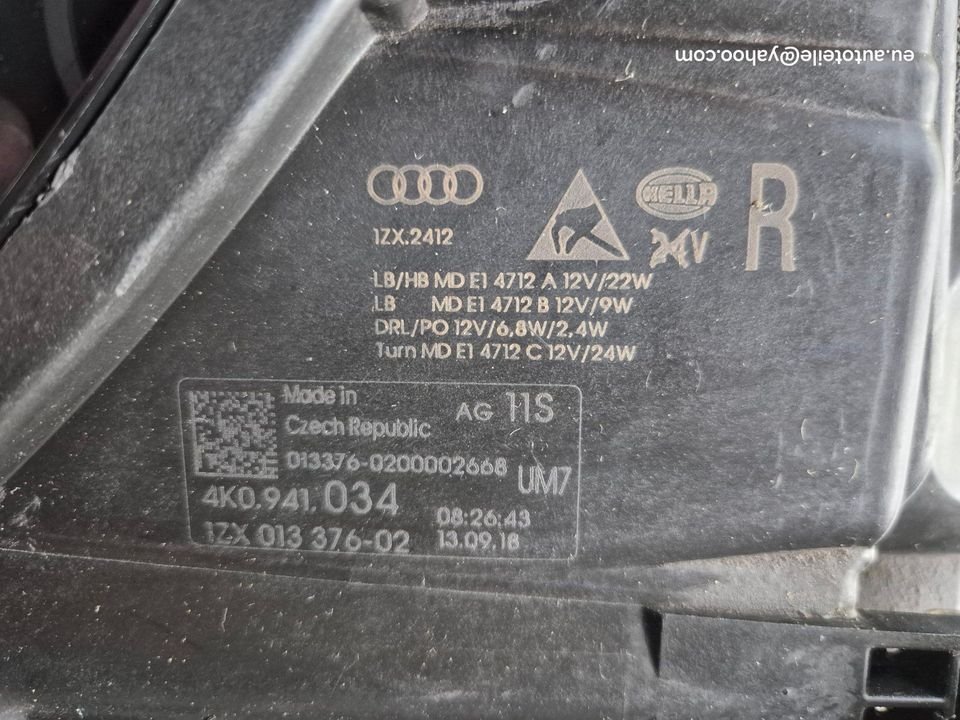 4K0941034 Audi A6 C8 Voll Led Scheinwerfe Rechts Headlight