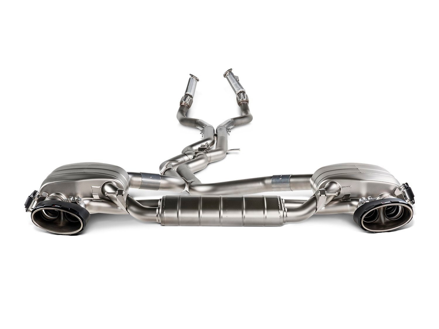 Akrapovic Evolution Line Titanium Exhaust System with Carbon-Titanium Tailpipes for C8 Audi RS6 Avant (2023-present) [S-AU/TI/2H]