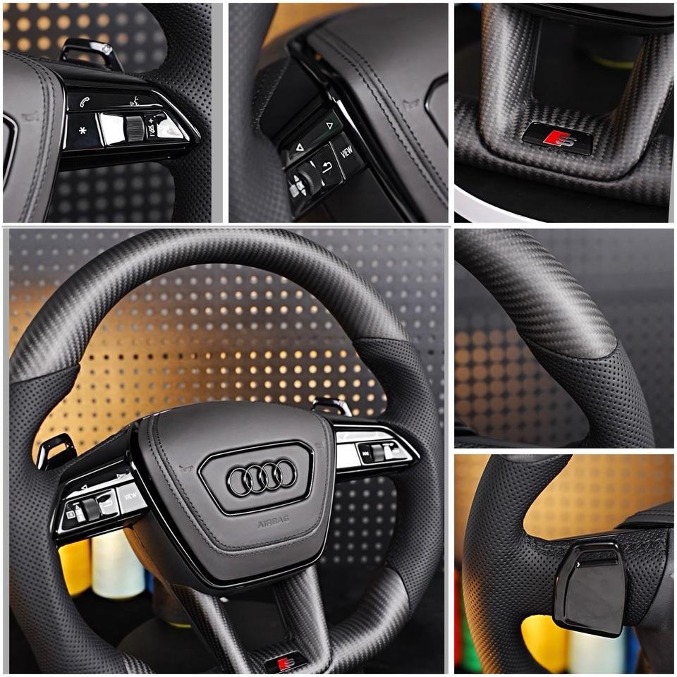 Audi A6 S6 RS6 A7 S7 RS7 C8 4K A8 S8 4N D5 Lenkrad Leder Black