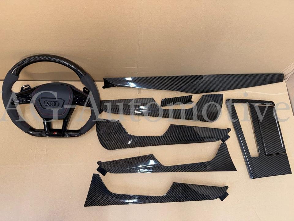 ⭐️ Audi A6 S6 RS6 C8 4K Carbon glänzend Dekor Leisten Lenkrad ⭐️