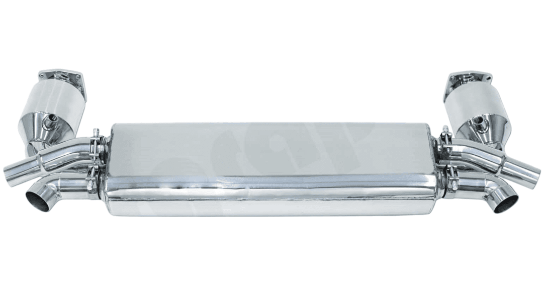 CARGRAPHIC Non-Valved Turbo-Back Exhaust System w/ Sport Cats for 991 Porsche 911 Turbo & S