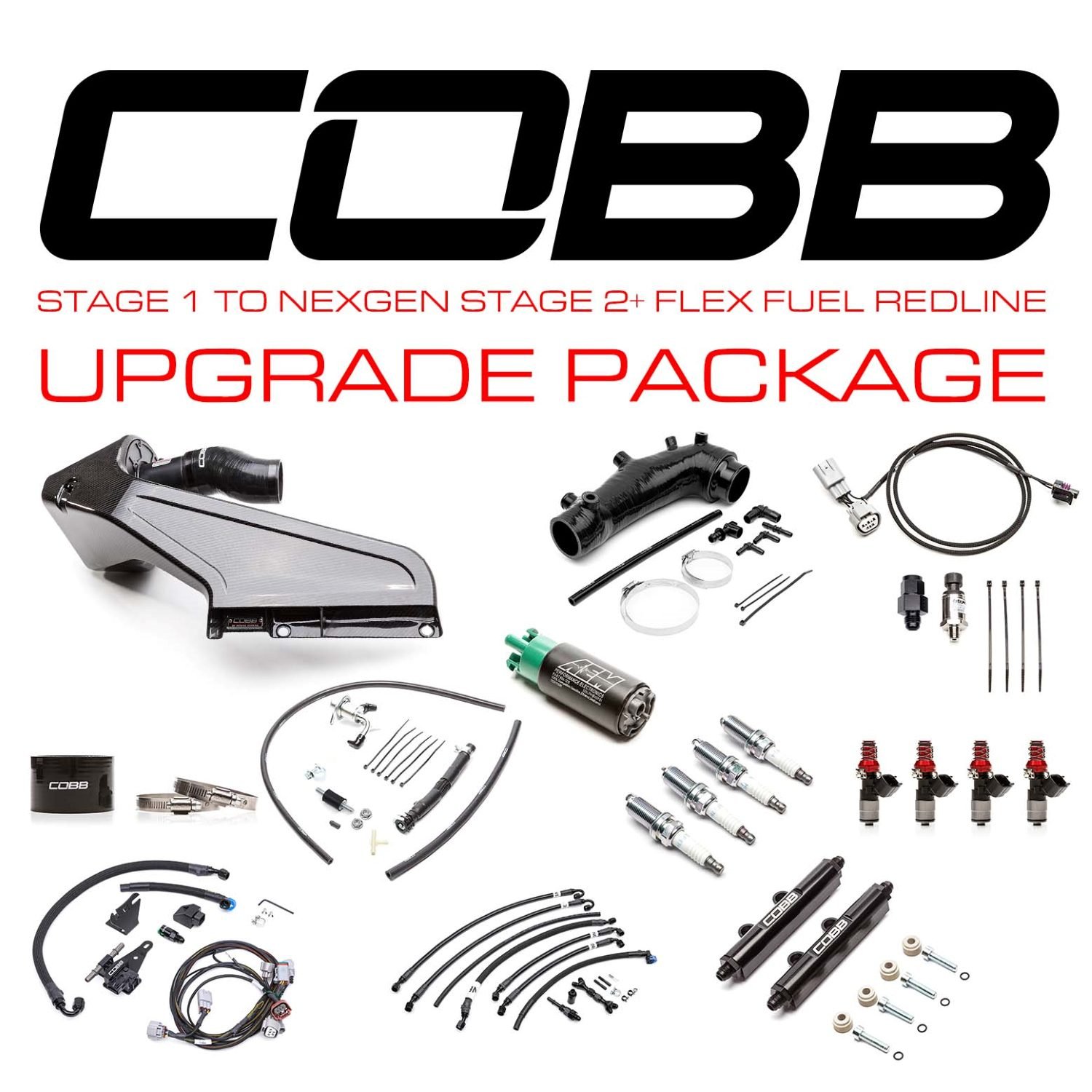 COBB Tuning Stage 1 Power Package to NexGen Stage 2 with Flex Fuel & Redline Carbon Fiber Intake Upgrade for VA Subaru WRX STi / Type RA
