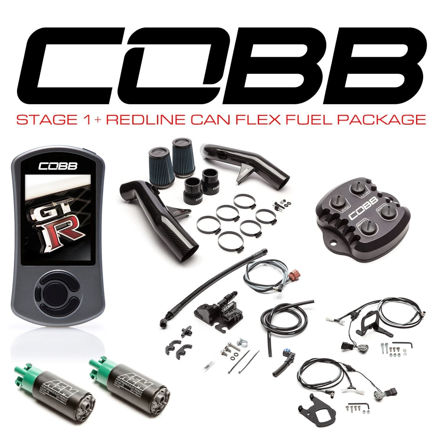 COBB Tuning Stage 1 Power Package w/ Redline Carbon Fiber Intake & Flex Fuel for R35 Nissan GT-R