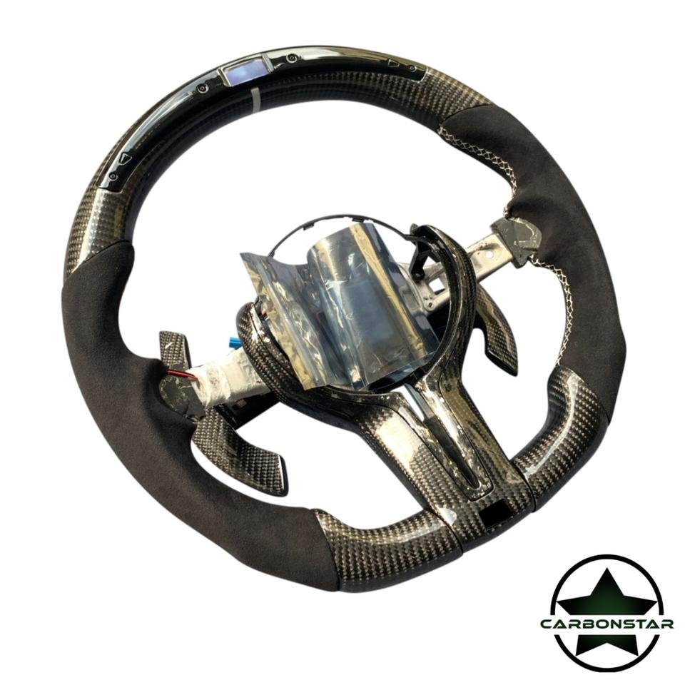 Cstar Carbon Alcantara Lenkrad Schaltwippen Weiß passend für BMW