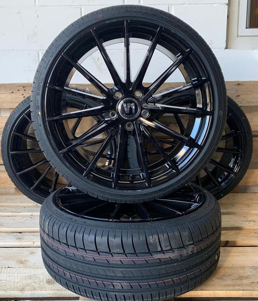 ⭐ Für Audi ⭐ A4 B8 8K A6 4F Mercedes C Klasse W205 E Klasse W213 Cabrio Coupe R1ES R1EC V1 Wheels Alufelgen Kompletträder Sommerreifen Winterreifen 5/112 5×112 Schwarz Glanz…