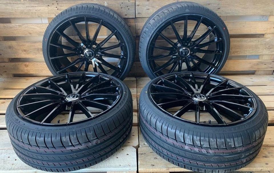 Für Audi A6 4B Q2 GA VW Beetle 16 Passat 3C B8 Passat CC Alufelgen V1 Wheels V2 Kompletträder 19 Zoll Schwarz 235/35 19 Skoda Superb 3T 3U Yeti 5L Allwetterreifen…