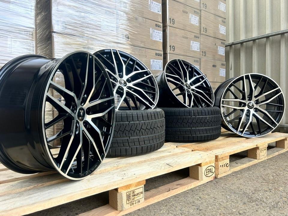 Für ⭐ VW ⭐ Arteon ID.4 Pro GTX Pure ID.5 Pro GTX ID.7 ProS Tiguan 5N CT Touareg CR ⭐ Toyota ⭐ Supra 20 Zoll Alufelgen für V1 Wheels DS2 Schwarz Poliert Seven Wheels 9,0×20 ET30…