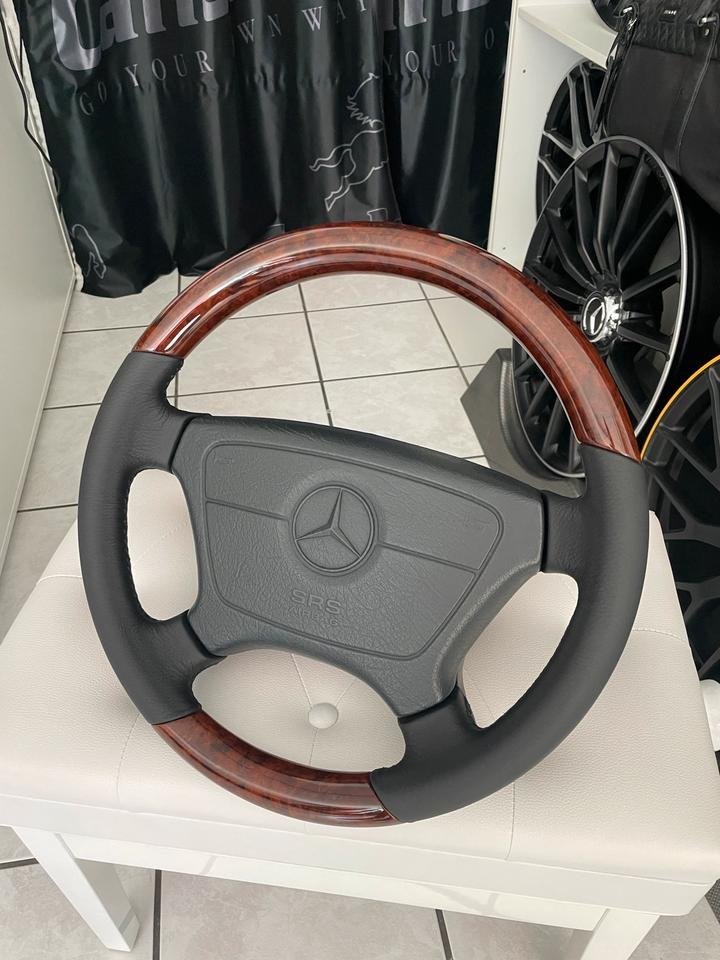 Mercedes-Benz Holz Leder Lenkrad Wurzelnuss 39mm R129 W124