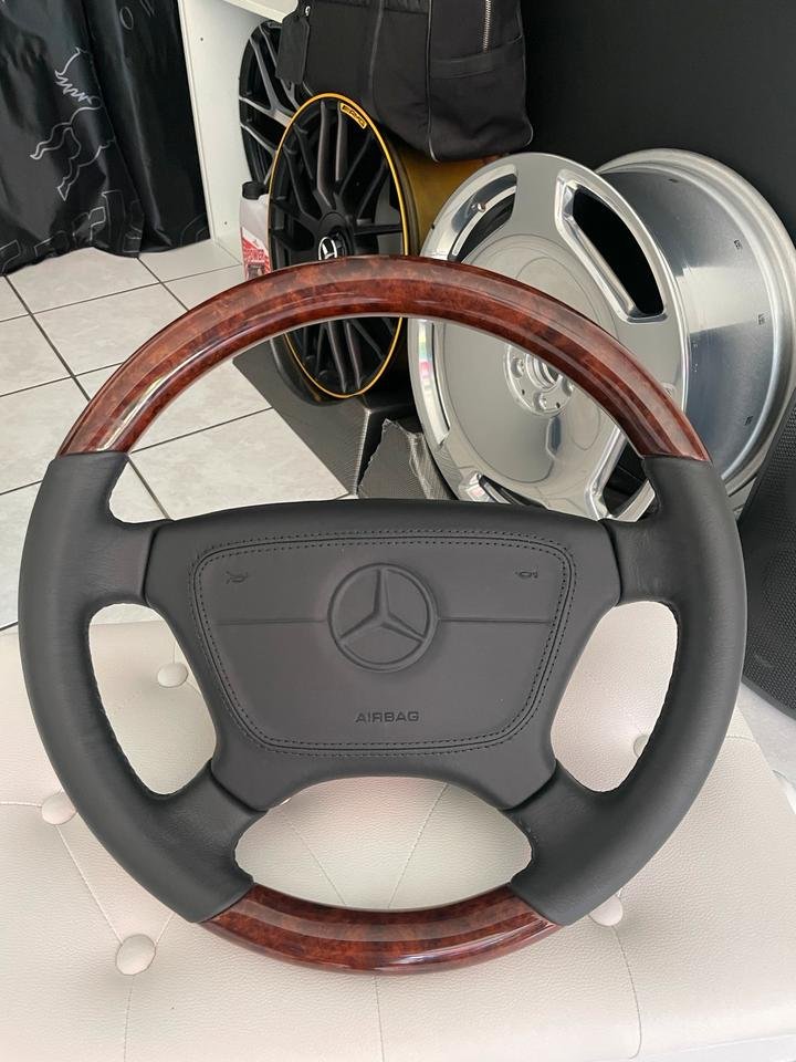 Mercedes-Benz Holz Leder Lenkrad Wurzelnuss mit ADS SL R129