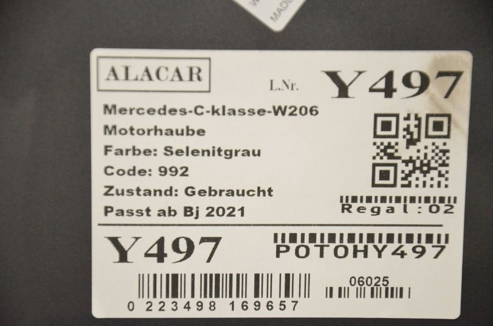 Mercedes C Klasse W206 S206 Motorhaube Haube A2068800500 Y497