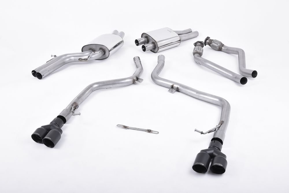 Milltek Resonated Race Catback Exhaust System w/ Cerakote Black Tips for B8 Audi S4 & S5 Sportback
