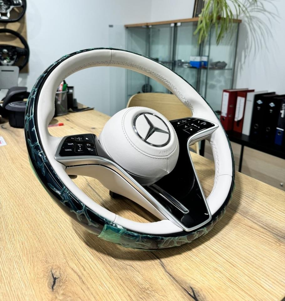 Original Mercedes-Benz S-Klasse W223 Holz beige Leder Lenkrad