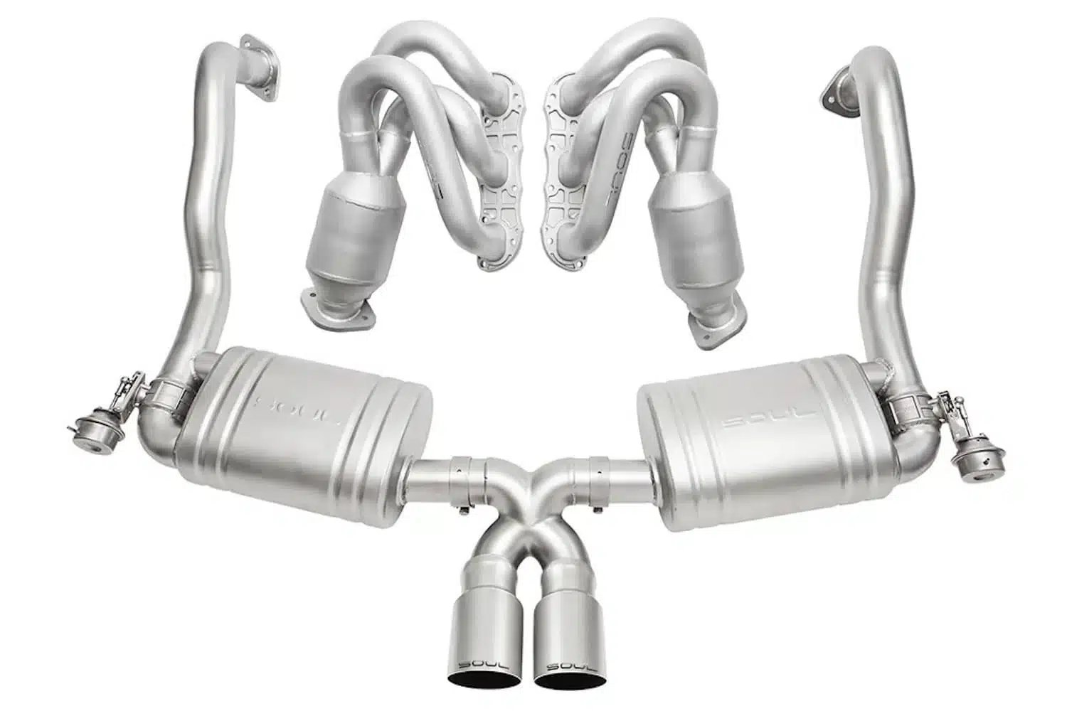 SOUL Performance Competition Exhaust System with Dual Wall Tips for 981 Porsche Boxster / Cayman [POR.981.COPKG.POT/POR.981.COPKG.BC]