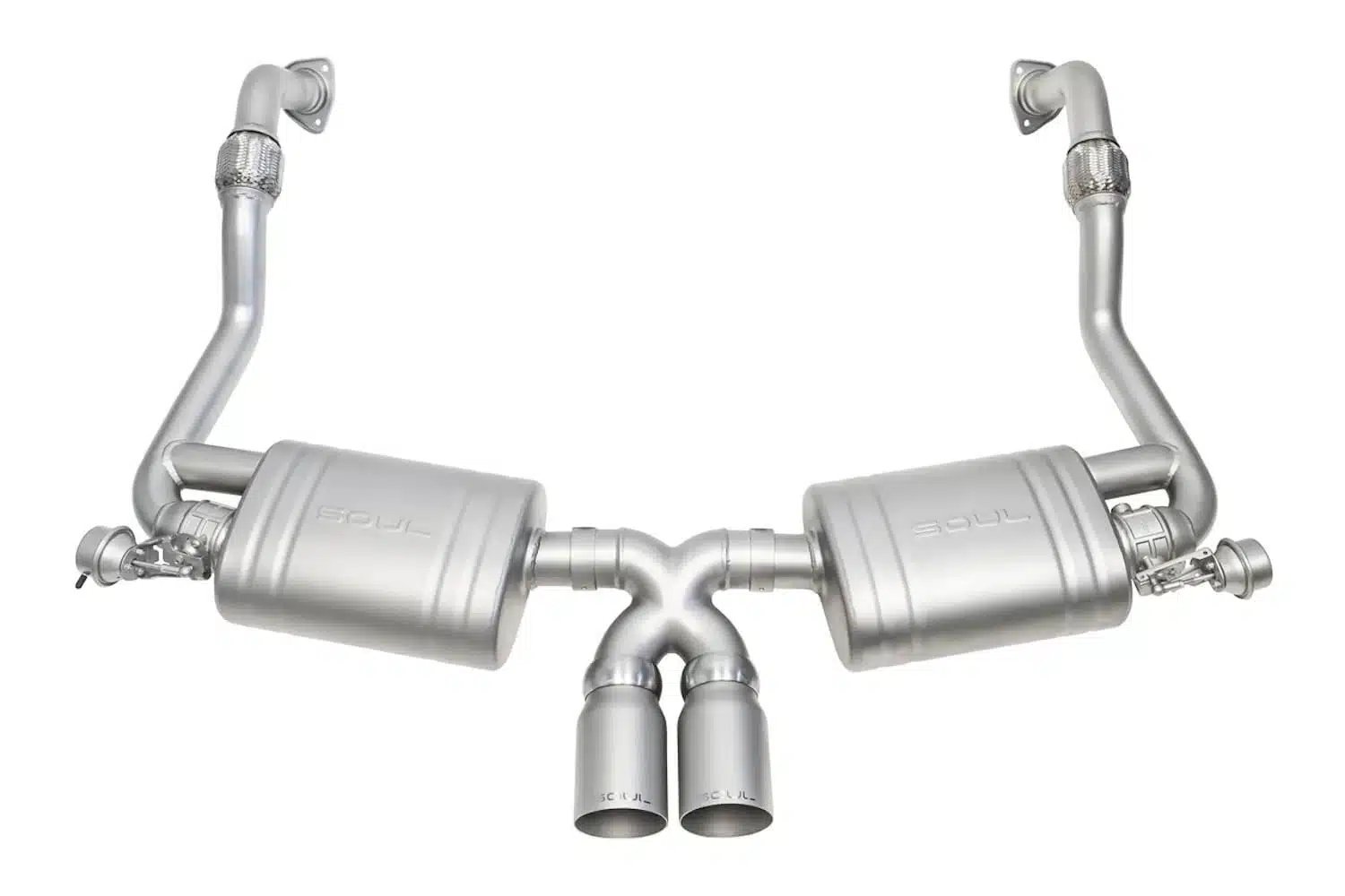 SOUL Performance Exhaust System with Dual Wall Tips for 987.2 Porsche Boxster / Cayman [POR.9872.VES.POT/POR.9872.VES.BC]