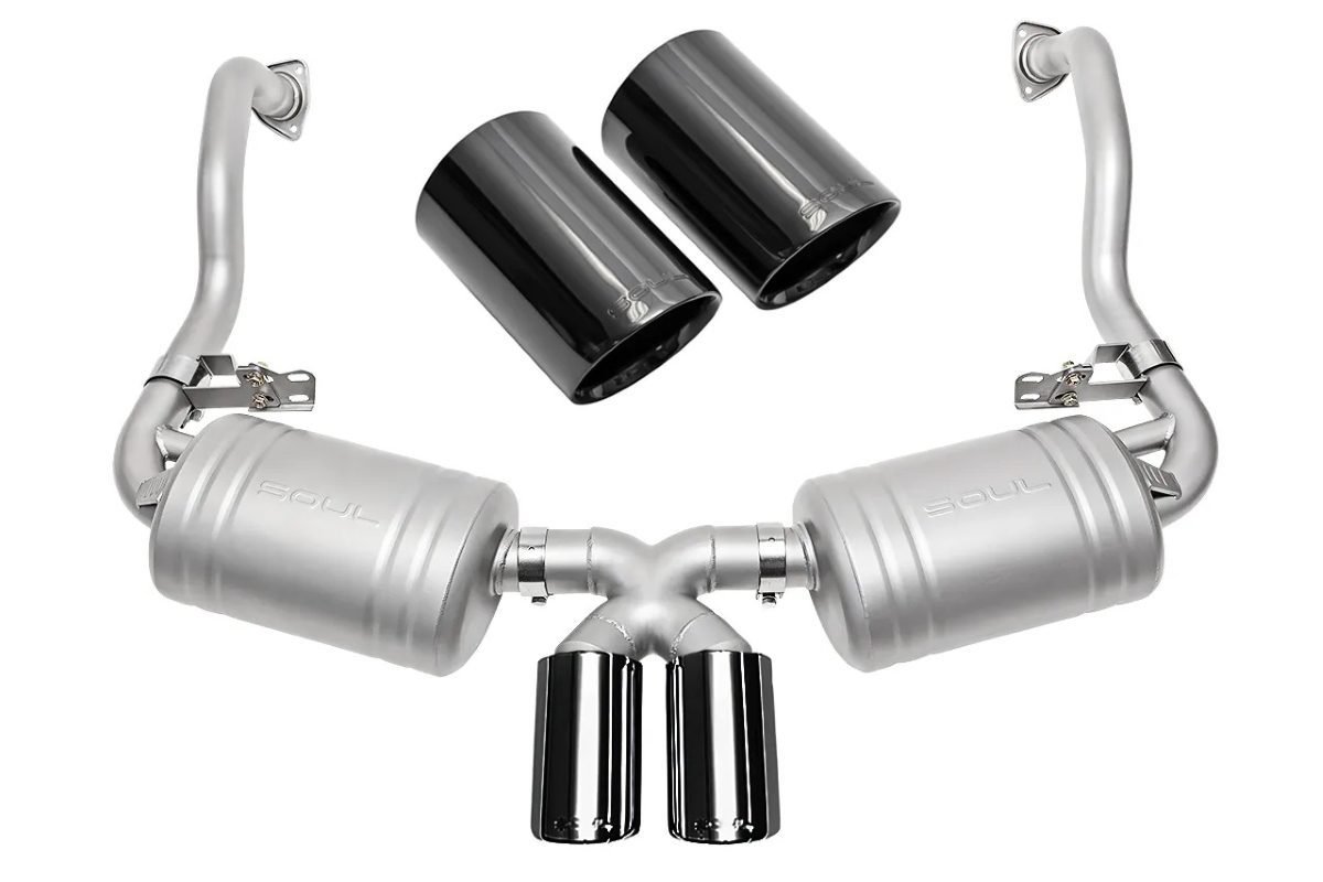 SOUL Performance Exhaust System with Polished Chrome Tips for 987.1 Porsche Boxster / Cayman [POR.9871.ESX.POT]