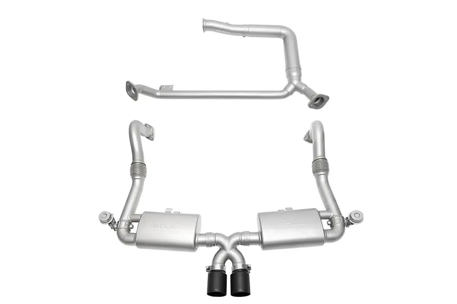 SOUL Performance Street Exhaust System with Dual Wall Tips for 982 Porsche 718 Boxster / Cayman [POR.718.STPKG.POT/POR.718.STPKG.BC]