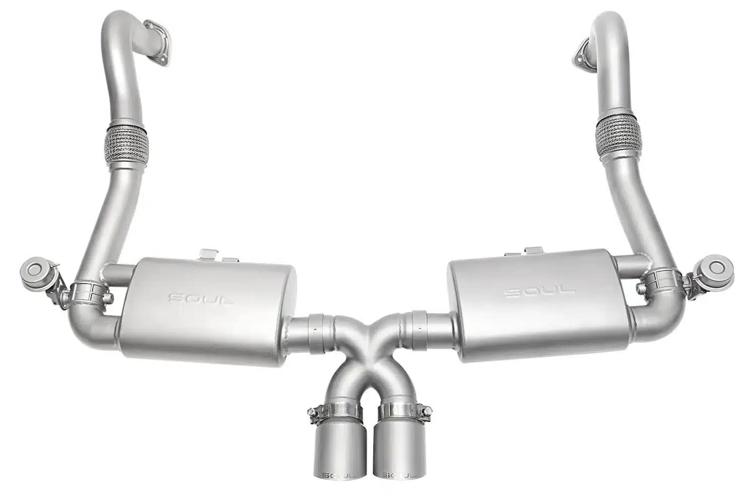SOUL Performance Valved Exhaust System with Dual Wall Tips for 982 Porsche 718 Boxster / Cayman [POR.718.VES.POT/POR.718.VES.BC]