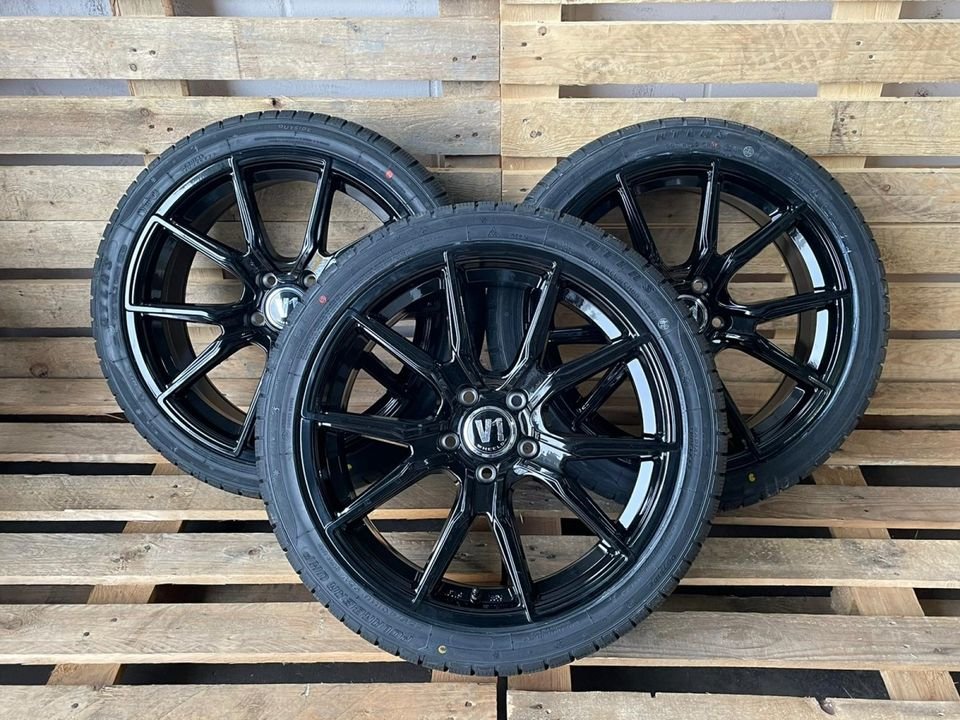 ⭐ V1 Wheels V1 18 Zoll Schwarz Sommerreifen Winterreifen Kompletträder für Audi A3 S3 8P 8V 8Y Cabrio Sportback e tron A4 S4 B6 B7 8E 8H Limousine Avant Cabriolet TT BMW 2er...