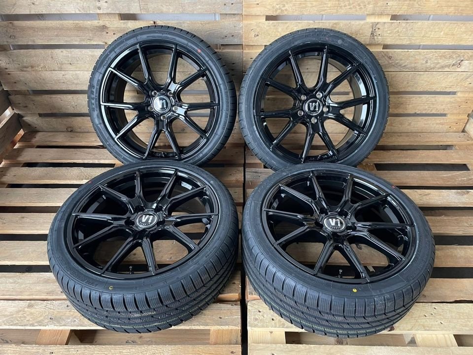 ⭐ V1 Wheels V1 18 Zoll Schwarz Sommerreifen Winterreifen Kompletträder für Audi A3 S3 8P 8V 8Y Cabrio Sportback e tron A4 S4 B6 B7 8E 8H Limousine Avant Cabriolet TT BMW 2er...
