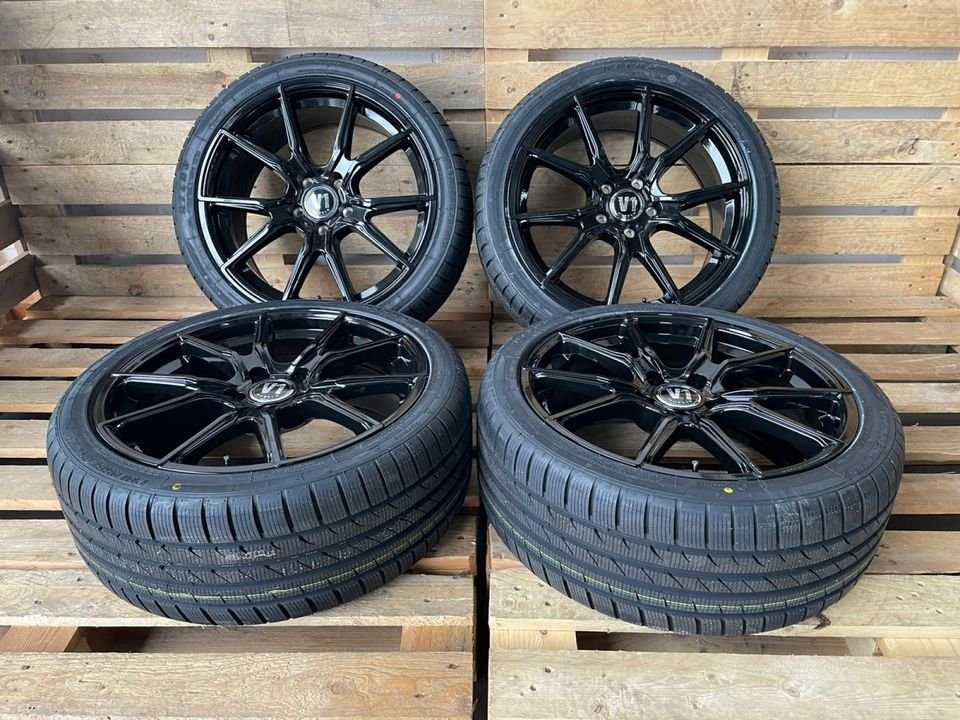 ⭐ V1 Wheels V1 18 Zoll Schwarz Sommerreifen Winterreifen Kompletträder für Audi A3 S3 8P 8V 8Y Cabrio Sportback e tron A4 S4 B6 B7 8E 8H Limousine Avant Cabriolet TT BMW 2er...