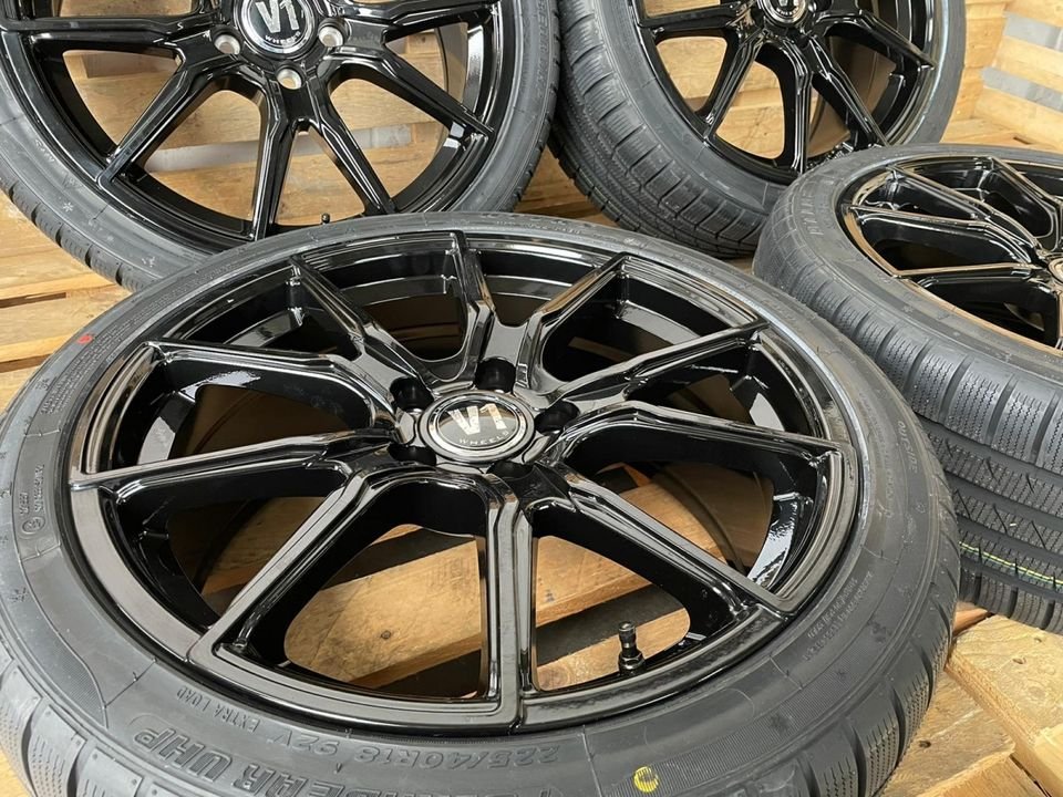 ⭐ V1 Wheels V1 18 Zoll Schwarz Sommerreifen Winterreifen Kompletträder für Audi A3 S3 8P 8V 8Y Cabrio Sportback e tron A4 S4 B6 B7 8E 8H Limousine Avant Cabriolet TT BMW 2er...