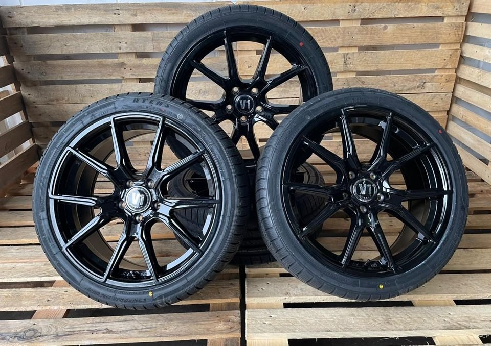 ⭐ V1 Wheels V1 18 Zoll Schwarz Sommerreifen Winterreifen Kompletträder für Audi A3 S3 8P 8V 8Y Cabrio Sportback e tron A4 S4 B6 B7 8E 8H Limousine Avant Cabriolet TT BMW 2er...