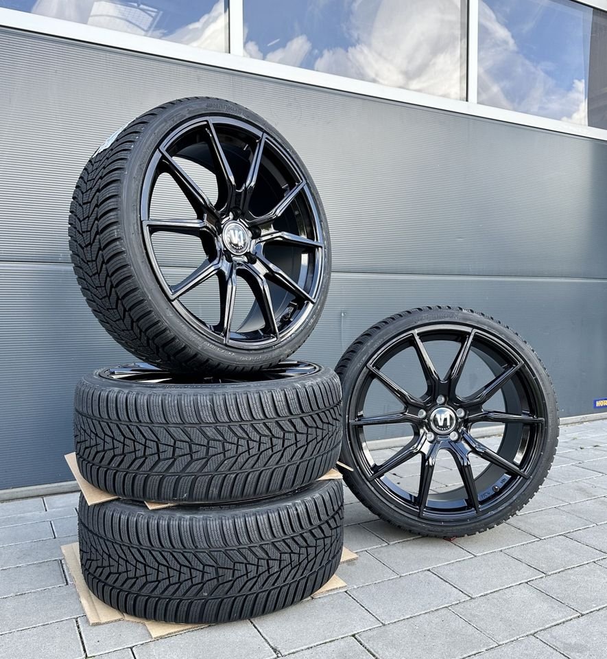 V1 Wheels V1 18 Zoll Sommerräder für Mercedes Benz E CL GLA S EAQ EQB Klasse W213 S213 W214 S214 A238 C215 C216 CL500 X156 W156 W220 Coupe Felgen Reifen Räder schwarz...