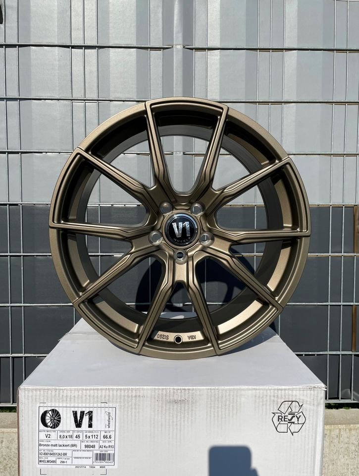 V1 Wheels V1 18 Zoll Sommerräder für Mercedes Benz E CL GLA S EAQ EQB Klasse W213 S213 W214 S214 A238 C215 C216 CL500 X156 W156 W220 Coupe Felgen Reifen Räder schwarz...